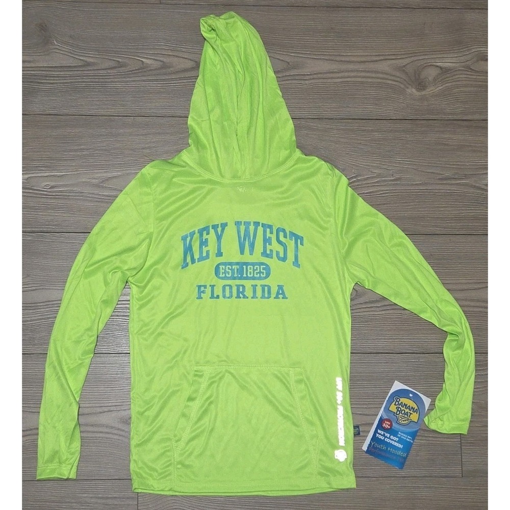Banana Boat Key West Long Sleeve Shirt Youth Large Neon Green UPF Performance
